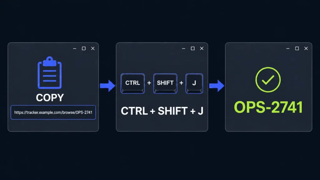 AutoHotkey workflow that turns a copied URL into the issue key OPS-2741
